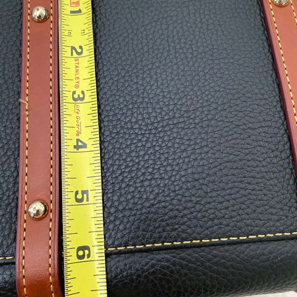 Dooney & Bourke Black Satchel with Brown Trim and Gold Hardware - Picture 5 of 10